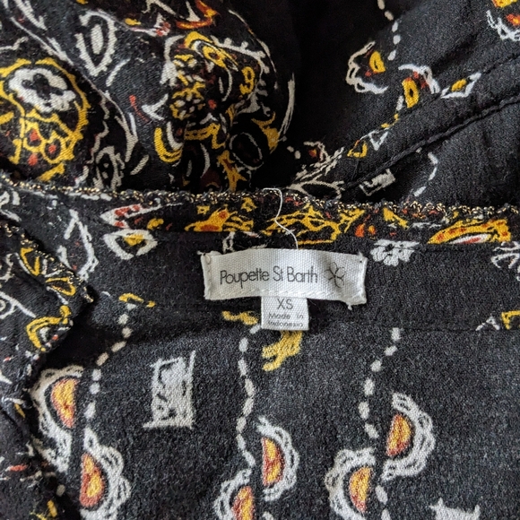 Poupette St Barth Black Floral Midi Dress XS - Picture 3 of 11